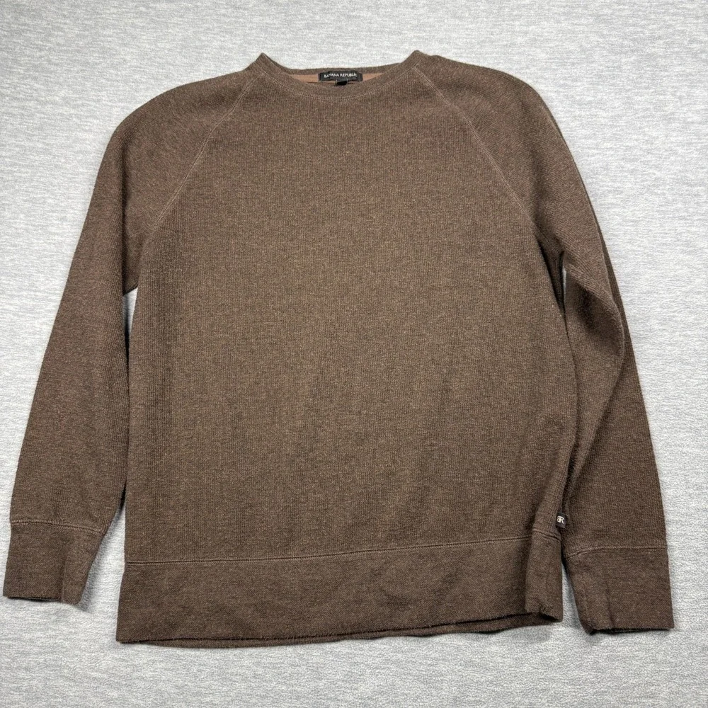 Banana Republic Sweater Mens M Brown Crew Neck Long‎ Sleeve Raglan Knit Pullover